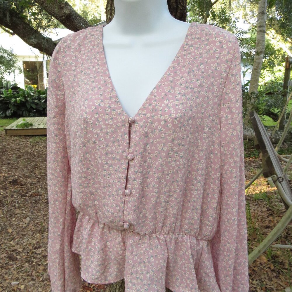 Sienna Sky Large Womans Top Ruffle bottom Long sleeved